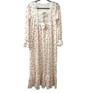 NWT Rubehoow Women's Nightgown Victorian Long Sleeve‎ Pockets Pink Rose Size S